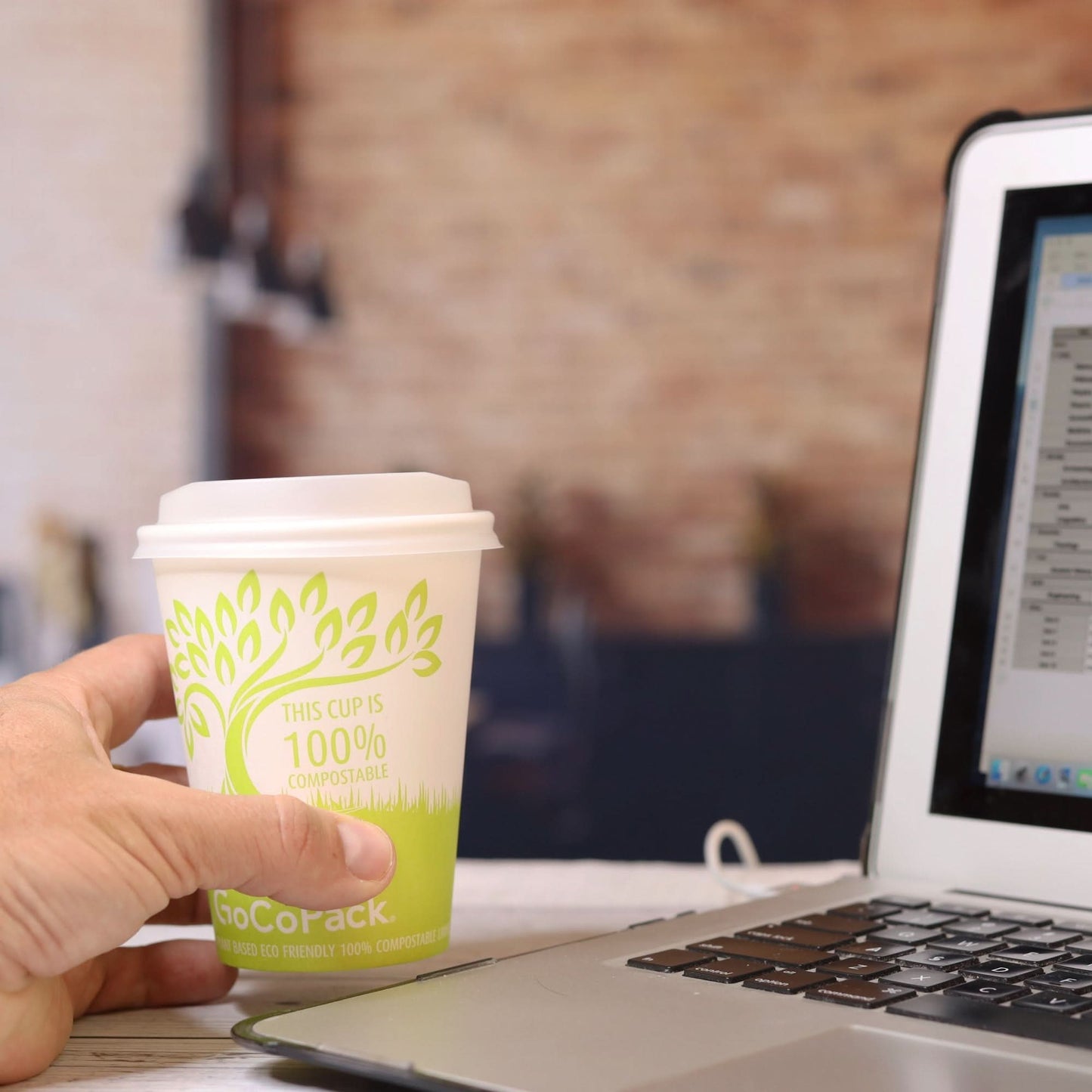 GoCoPack Single Wall 100% Compostable Paper Cups With 100% Compostable Sip Lids - Available In 8oz (227ml) Or 12oz (340ml) - GoCoPack