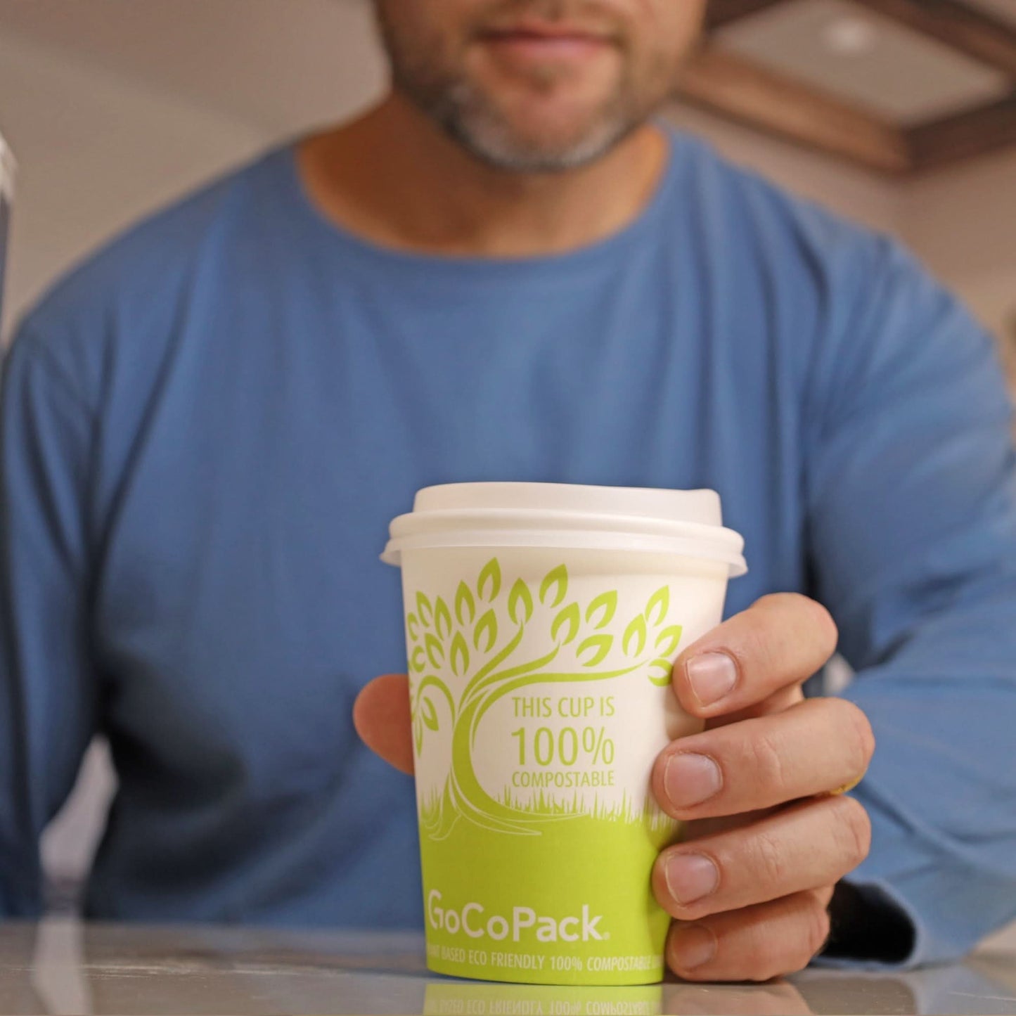 GoCoPack Single Wall 100% Compostable Paper Cups With 100% Compostable Sip Lids - Available In 8oz (227ml) Or 12oz (340ml) - GoCoPack