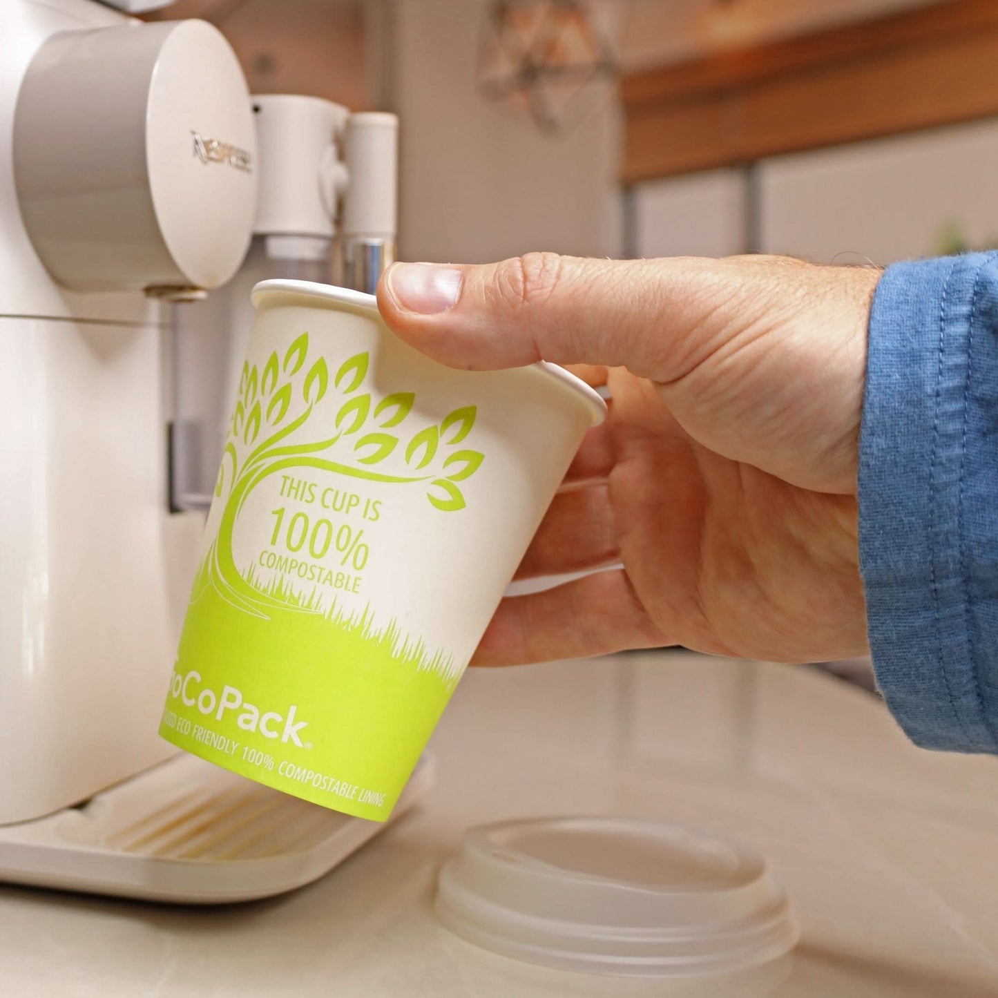 GoCoPack Single Wall 100% Compostable Paper Cups With 100% Compostable Sip Lids - Available In 8oz (227ml) Or 12oz (340ml) - GoCoPack