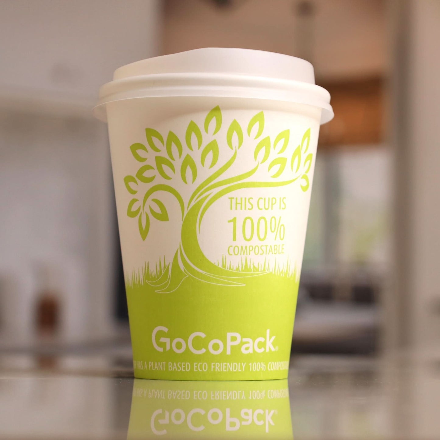 GoCoPack Single Wall 100% Compostable Paper Cups With 100% Compostable Sip Lids - Available In 8oz (227ml) Or 12oz (340ml) - GoCoPack