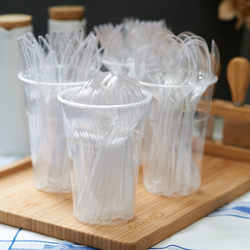 clear plastic cutlery