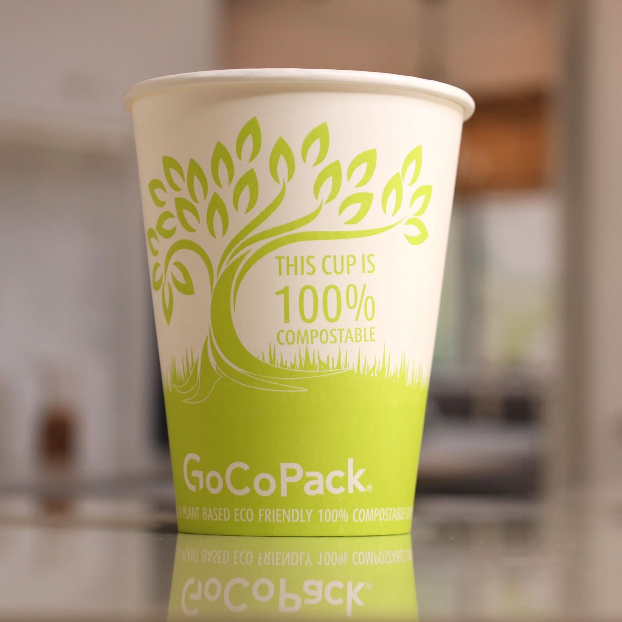 GoCoPack Single Wall 100% Compostable Paper Cups - Available In 8oz ...