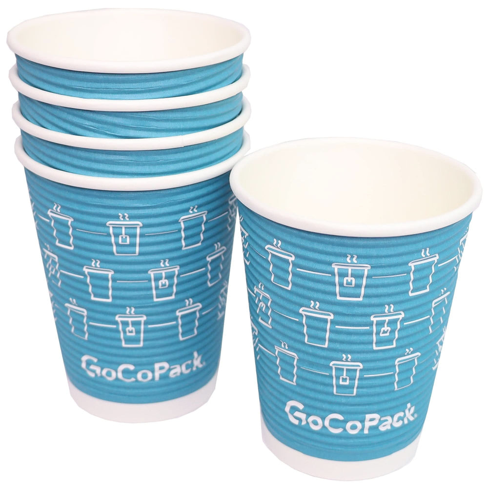 GoCoPack Spiral Wall Paper Cups - 12oz (340ml) - Triple - Wall for Extra Heat Protection - Ideal for Hot Drinks - Available in Packs of 40 or a Box of 600 (15 Packs of 40) - GoCoPack