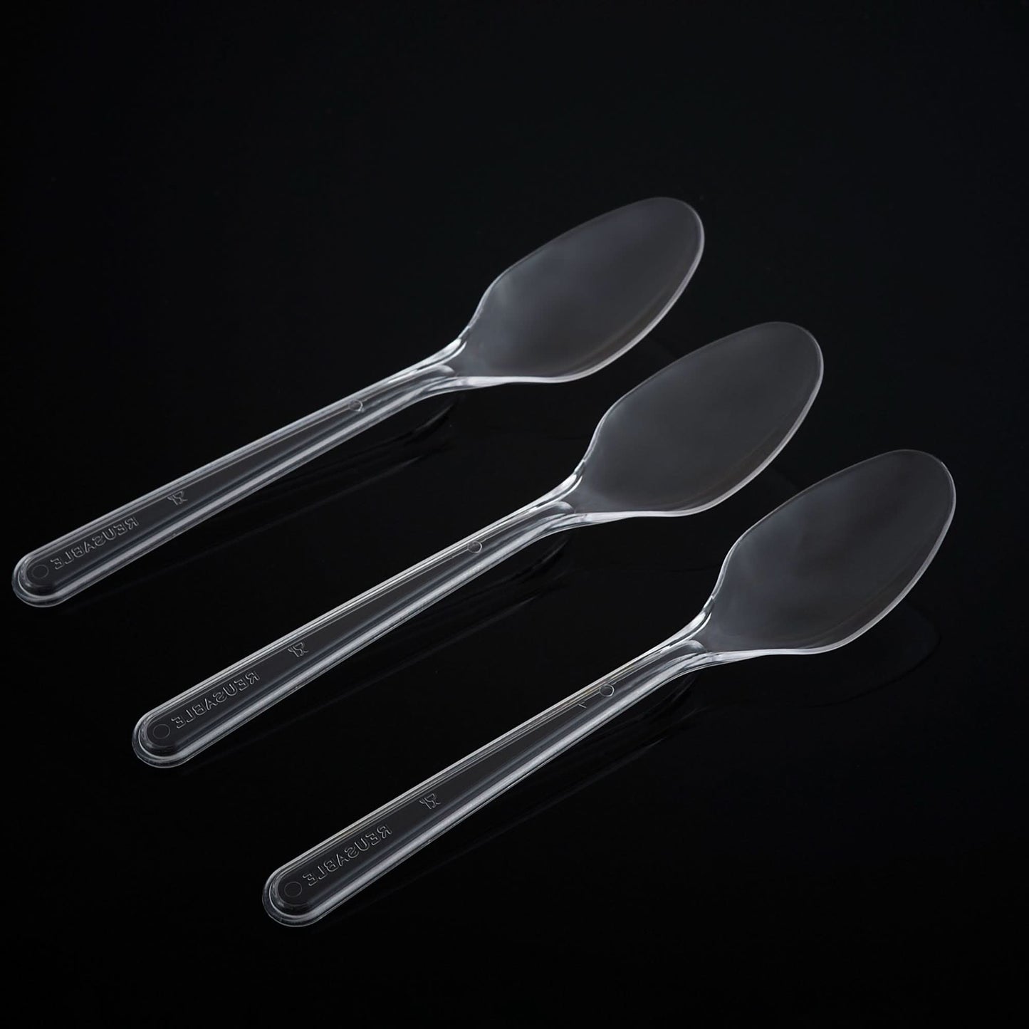 Plastic Cutlery: Pack of 100 (15cm~6 Inches) Clear Reusable Plastic - Tea Spoons - GoCoPack