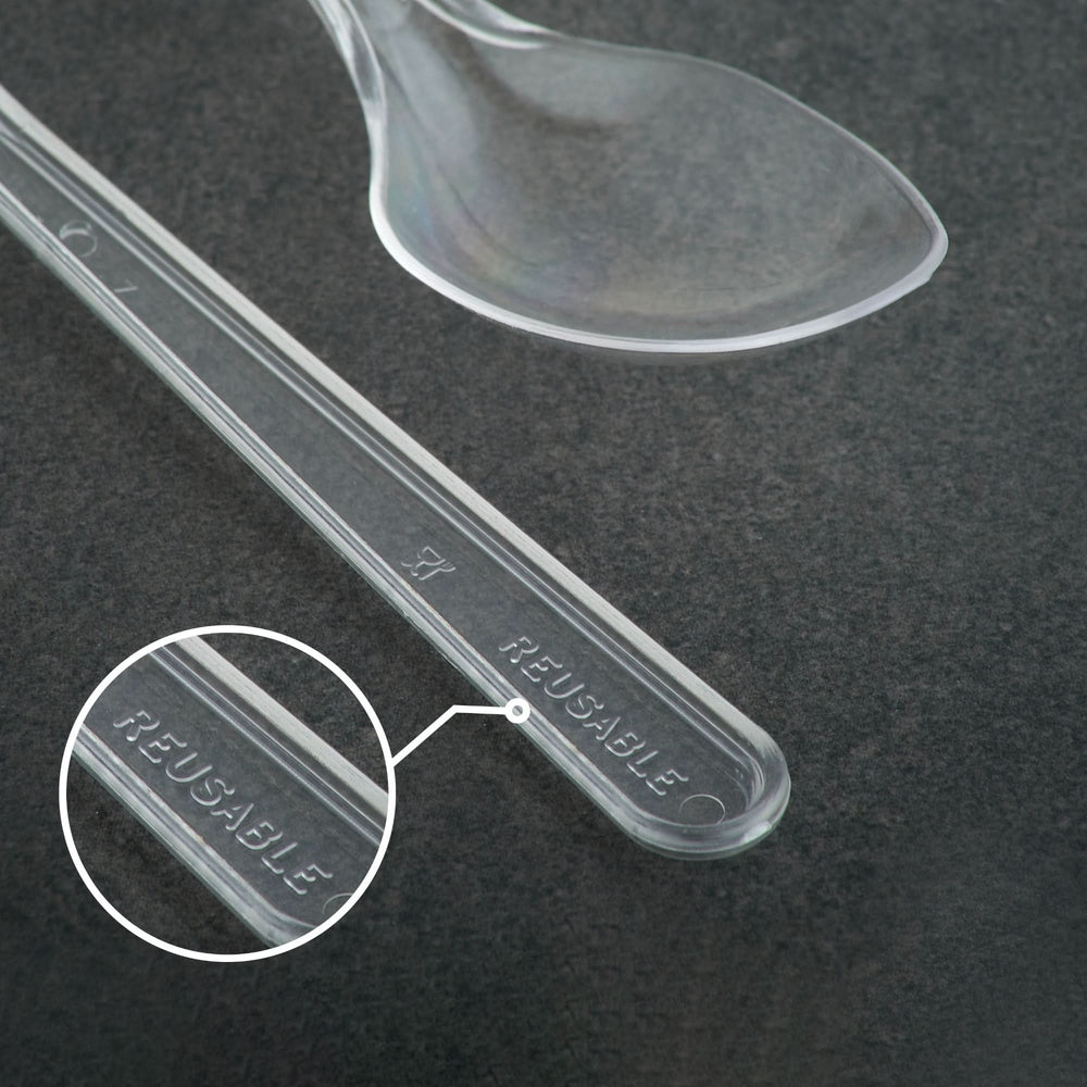 
                      
                        Plastic Cutlery: Pack of 100 (15cm~6 Inches) Clear Reusable Plastic - Tea Spoons - GoCoPack
                      
                    