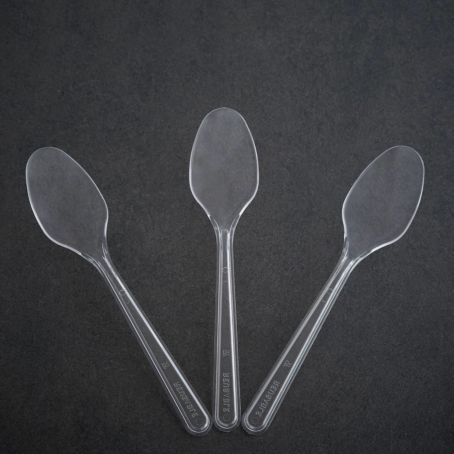 Plastic Cutlery: Pack of 100 (15cm~6 Inches) Clear Reusable Plastic - Tea Spoons - GoCoPack