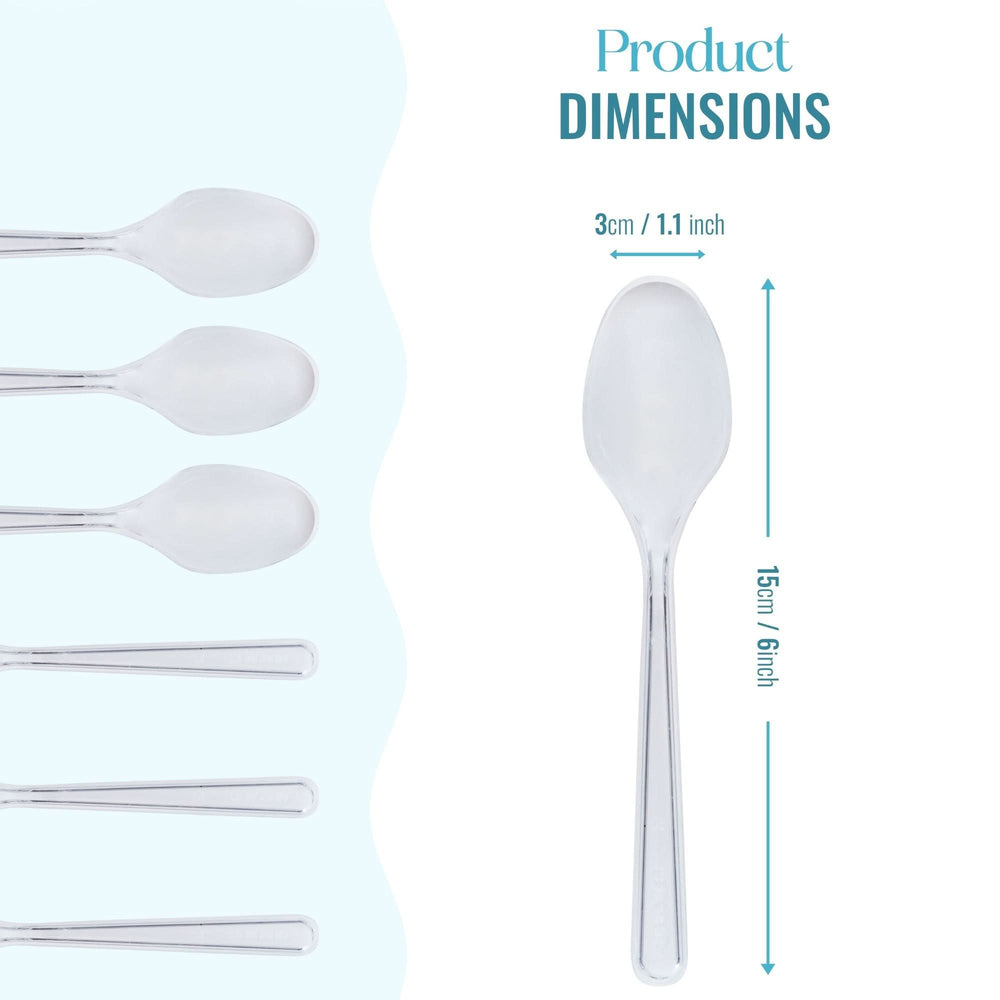 
                      
                        Plastic Cutlery: Pack of 100 (15cm~6 Inches) Clear Reusable Plastic - Tea Spoons - GoCoPack
                      
                    