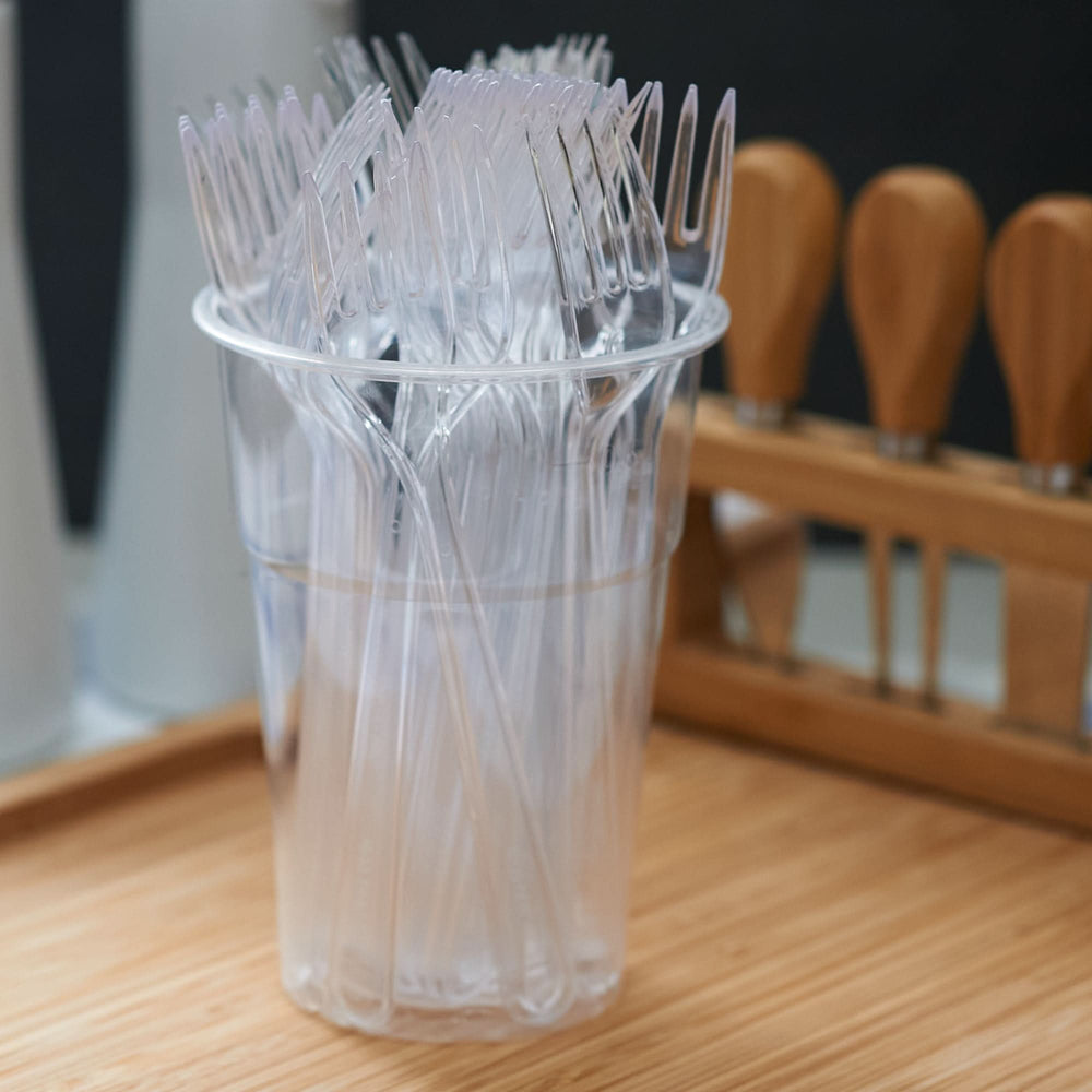 
                      
                        Plastic Cutlery: Pack of 100 (18cm~7 Inches) Clear Reusable Plastic - Forks - GoCoPack
                      
                    