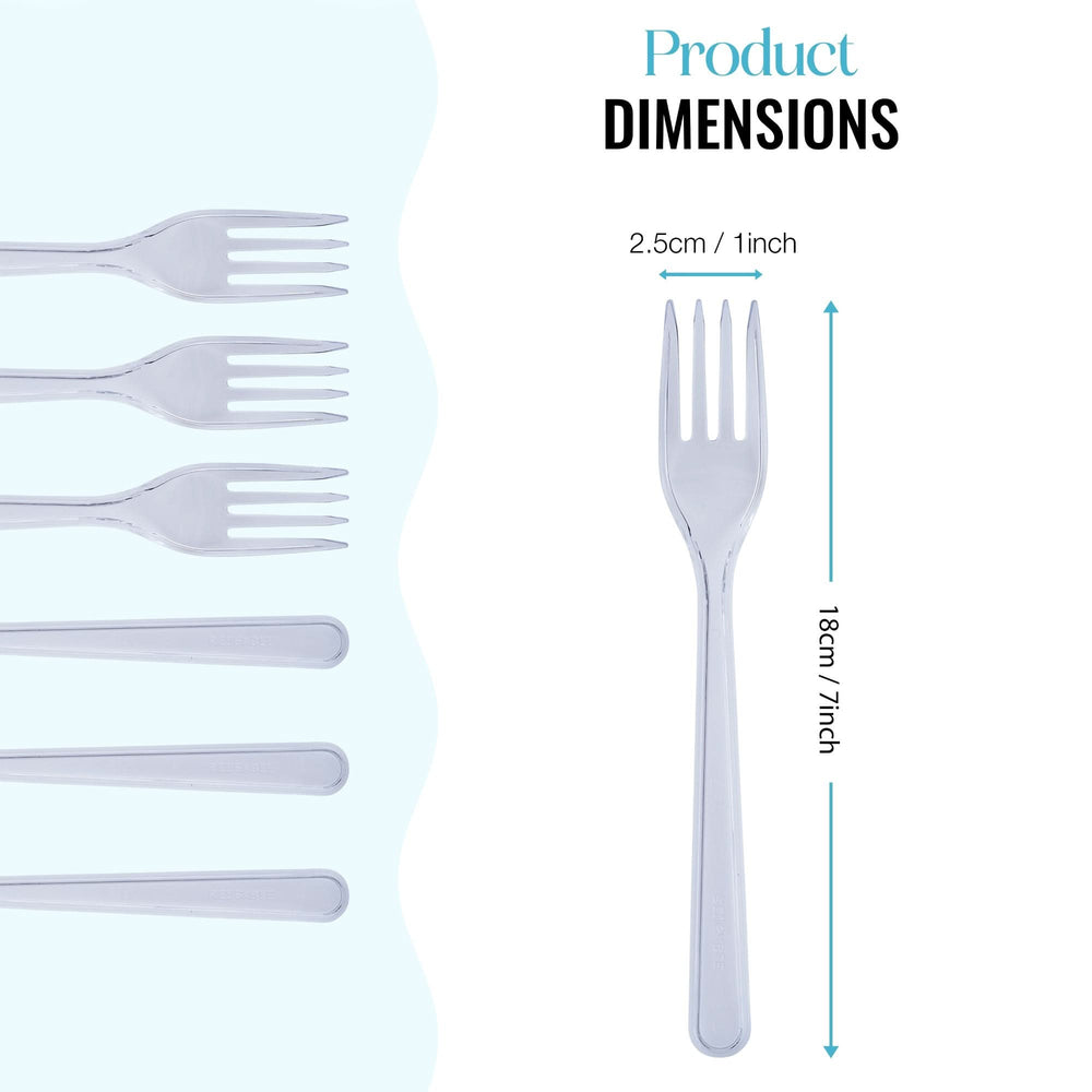 
                      
                        Plastic Cutlery: Pack of 100 (18cm~7 Inches) Clear Reusable Plastic - Forks - GoCoPack
                      
                    