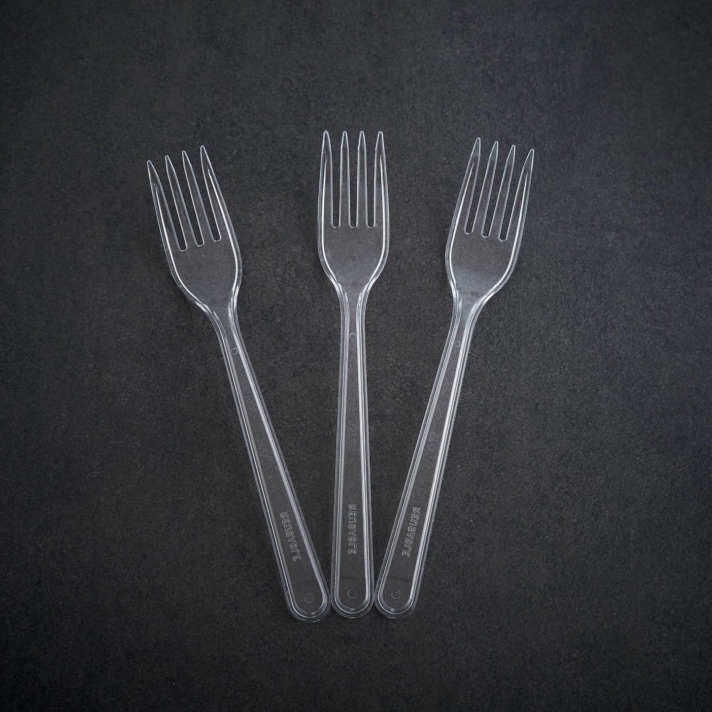 Plastic Cutlery: Pack of 100 (18cm~7 Inches) Clear Reusable Plastic - Forks - GoCoPack