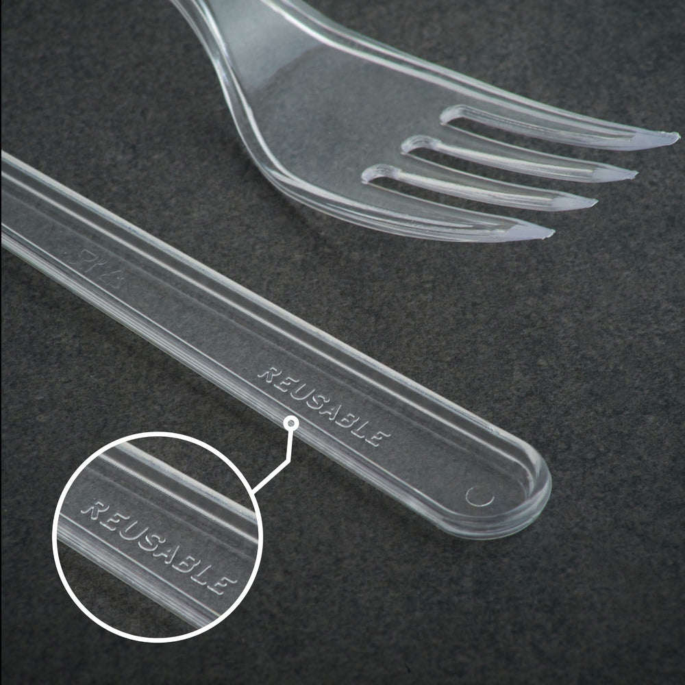 
                      
                        Plastic Cutlery: Pack of 100 (18cm~7 Inches) Clear Reusable Plastic - Forks - GoCoPack
                      
                    