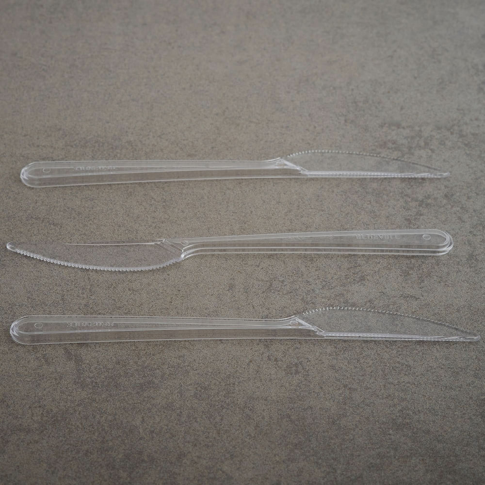 
                      
                        Plastic Cutlery: Pack of 100 (18cm~7 Inches) Clear Reusable Plastic - Knives - GoCoPack
                      
                    