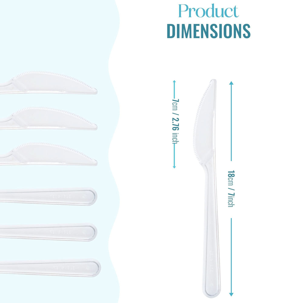 
                      
                        Plastic Cutlery: Pack of 100 (18cm~7 Inches) Clear Reusable Plastic - Knives - GoCoPack
                      
                    