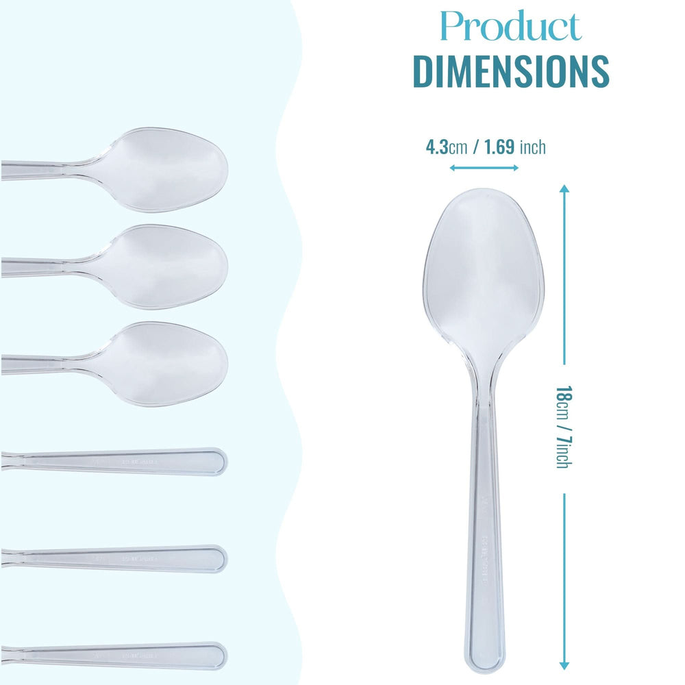 
                      
                        Plastic Cutlery: Pack of 100 (18cm~7 Inches) Clear Reusable Plastic - Spoons - GoCoPack
                      
                    