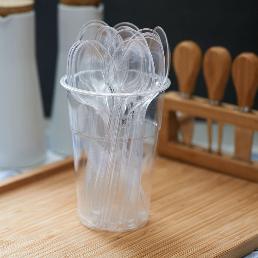 
                      
                        Plastic Cutlery: Pack of 100 (18cm~7 Inches) Clear Reusable Plastic - Spoons - GoCoPack
                      
                    