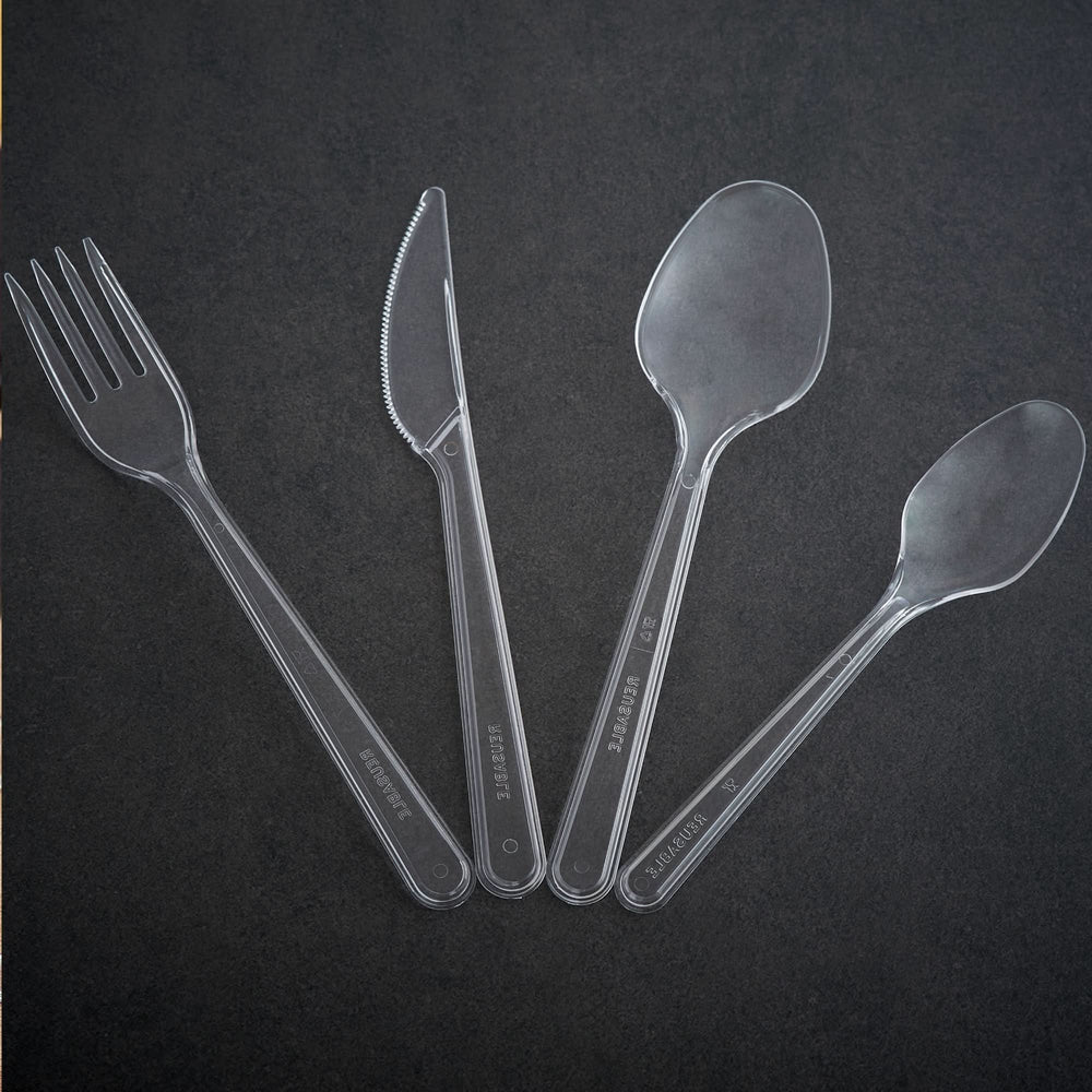 
                      
                        Plastic Cutlery Set: Set of 100 Forks, 100 Spoons, 100 Knives and 100 Tea Spoons ~ Clear Reusable Plastic Cutlery - Set - GoCoPack
                      
                    