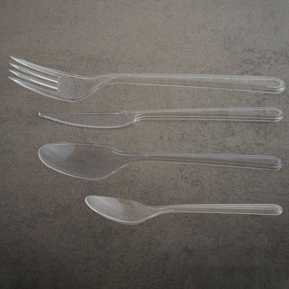 
                      
                        Plastic Cutlery Set: Set of 100 Forks, 100 Spoons, 100 Knives and 100 Tea Spoons ~ Clear Reusable Plastic Cutlery - Set - GoCoPack
                      
                    