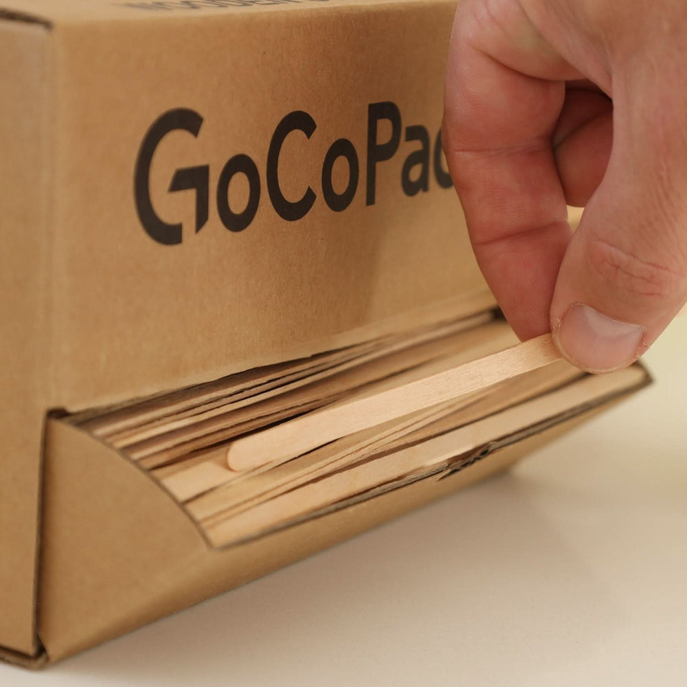 
                      
                        Wooden Coffee Stirrers - Eco - Friendly: Compostable and Biodegradable - Pack of 1000 in Dispenser Box with Drawer for Easy Dispensing - Available In 5.5" (14 cm) and 7" (18cm) - 7" (18 cm) - GoCoPack
                      
                    